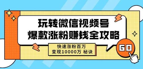 玩转微信视频号爆款涨粉赚钱全攻略,快速涨粉百万变现万元秘诀-第一资源库