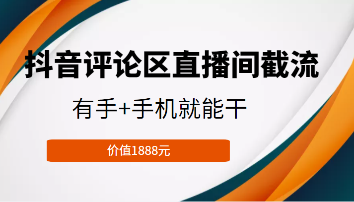 抖音评论区直播间截流,有手+手机就能干,门槛极低,模式可大量复制(价值1888元)-第一资源库
