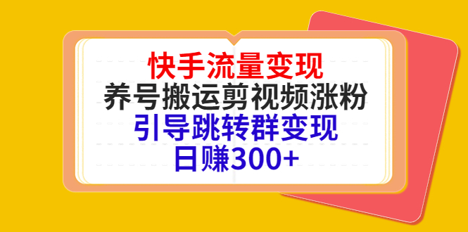 快手流量变现,养号搬运剪视频涨粉,引导跳转群变现日赚300+-第一资源库