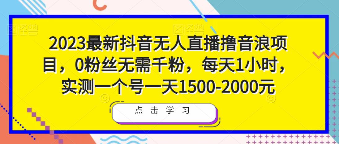 2023最新抖音无人直播撸音浪项目,0粉丝无需千粉,每天1小时,实测一个号一天1500-2000元-第一资源库