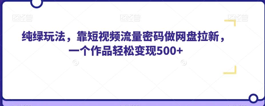 纯绿玩法,靠短视频流量密码做网盘拉新,一个作品轻松变现500+【揭秘】-第一资源库