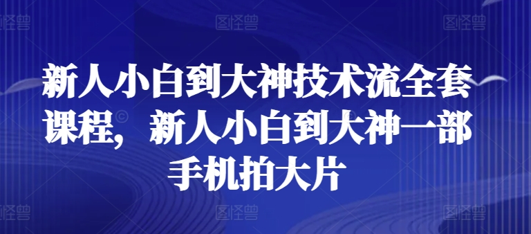 新人小白到大神技术流全套课程,新人小白到大神一部手机拍大片-第一资源库