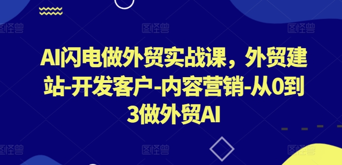 AI闪电做外贸实战课，​外贸建站-开发客户-内容营销-从0到3做外贸AI（更新）-第一资源库