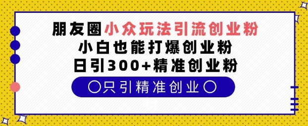 朋友圈小众玩法引流创业粉,小白也能打爆创业粉,日引300+精准创业粉【揭秘】-第一资源库