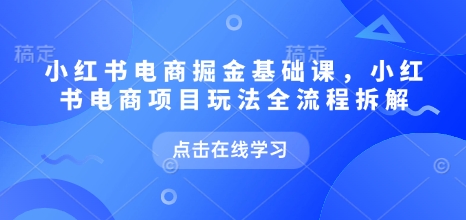 小红书电商掘金课，小红书电商项目玩法全流程拆解-第一资源库