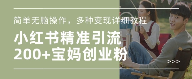 小红书混剪日引200+宝妈创业粉,简单无脑操作,多种变现详细教程-第一资源库