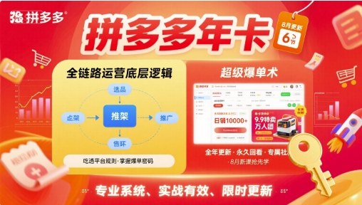 拼多多年卡,拼多多全链路运营底层逻辑,超级爆单术【更新12月】