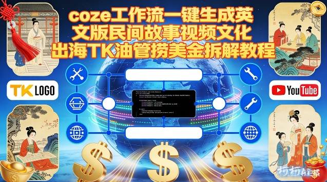 Coze扣子工作流一键生成英文版民间故事视频，文化出海TK油管捞美金拆解教程-第一资源库