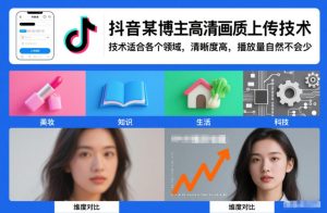 抖音某博主视频高清画质上传技术，技术适合各个领域，清晰度高，播放量自然不会少-第一资源库