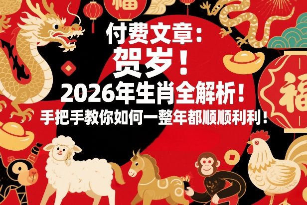 付费文章：贺岁！2026年生肖全解析！手把手教你如何一整年都顺顺利利！-第一资源库