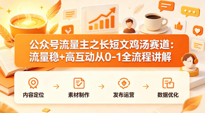 公众号流量主之长短文鸡汤赛道，流量稳+高互动，从0-1全流程讲解-第一资源库