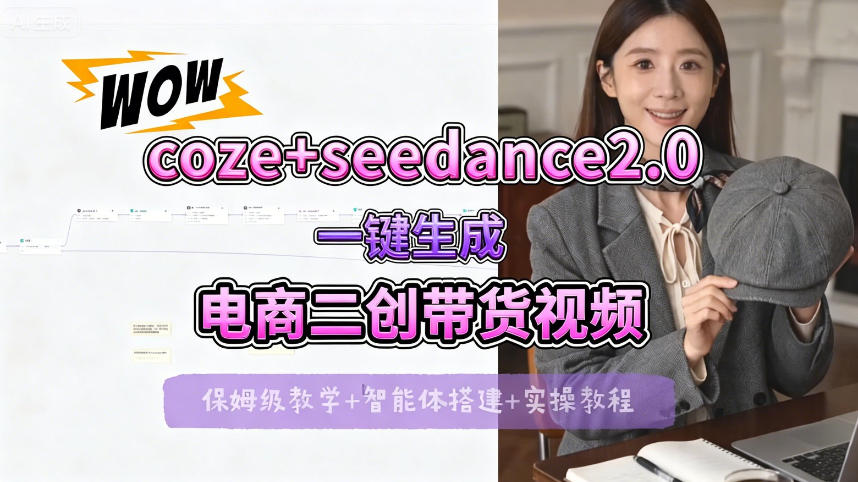 【Coze工作流搭建实操教程】seedance2.0+coze一键生成电商二创带货视频，全流程保姆级教学-第一资源库