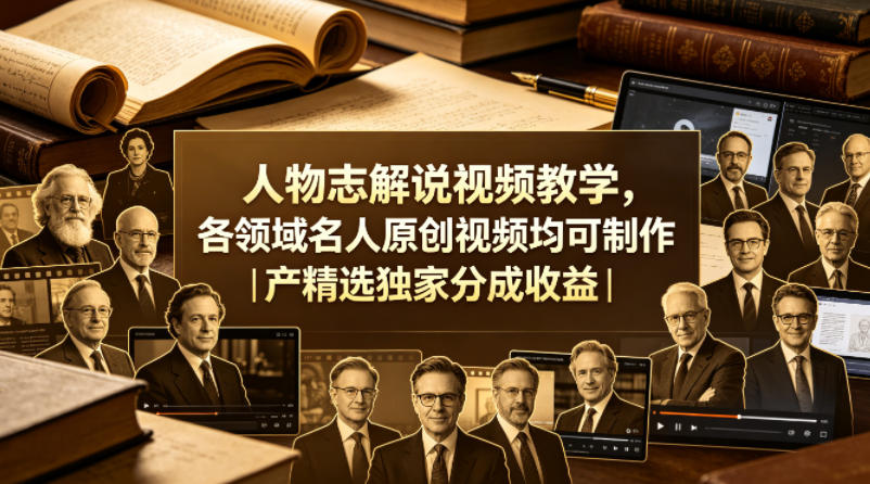 人物志解说视频教学，各领域名人原创视频均可制作丨精选独家分成收益-第一资源库