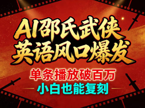 AI邵氏武侠英语风口爆发，单条播放破百万，小白也能复刻-第一资源库