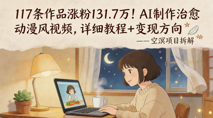 117条作品涨粉131.7W！AI制作治愈动漫风视频，详细教程+变现方向-第一资源库