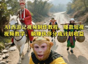 AI西游记视频制作教程，爆款短视频教学，躺賺伙伴分成计划收益-第一资源库