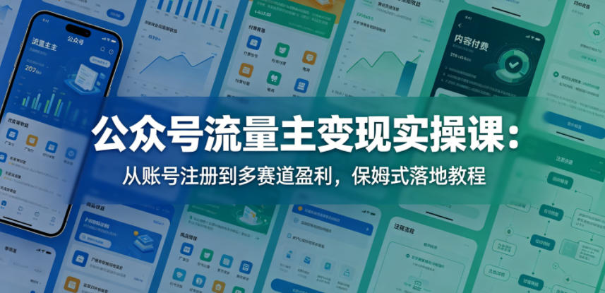 公众号流量主变现实操课：从账号注册到多赛道盈利，保姆式落地教程-第一资源库
