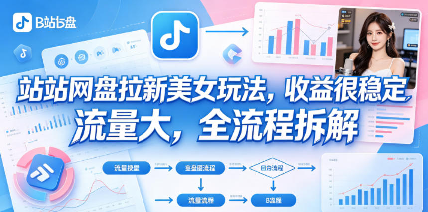 B站网盘拉新美女玩法，收益很稳定，流量大，全流程拆解-第一资源库
