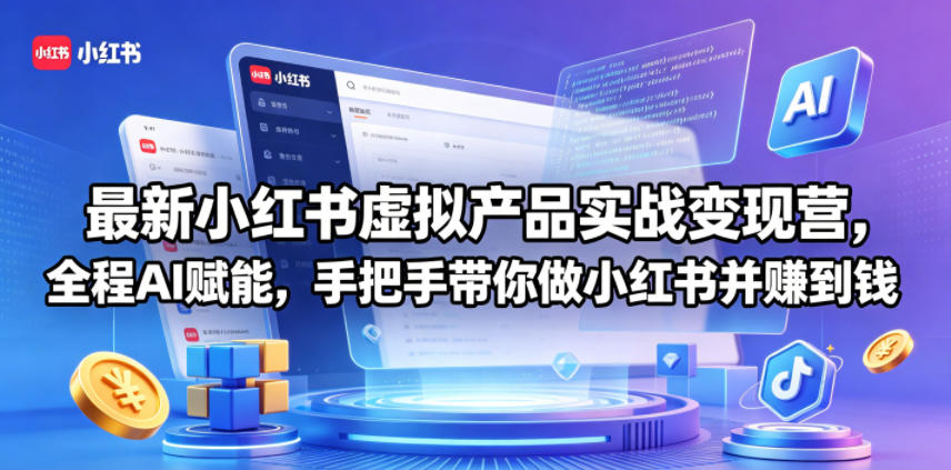 最新小红书虚拟产品实战变现营，全程AI赋能，手把手带你做小红书并赚到钱-第一资源库