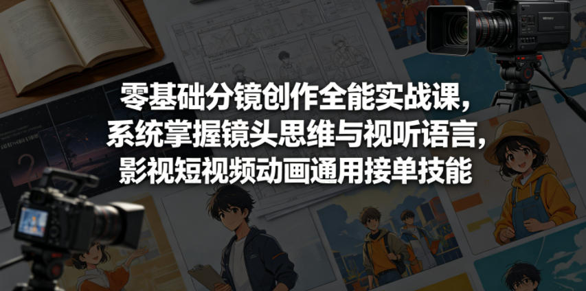 零基础分镜创作全能实战课，系统掌握镜头思维与视听语言，影视短视频动画通用接单技能-第一资源库