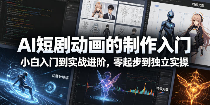 AI短剧动画的制作入门，小白入门到实战进阶，零起步到独立实操-第一资源库