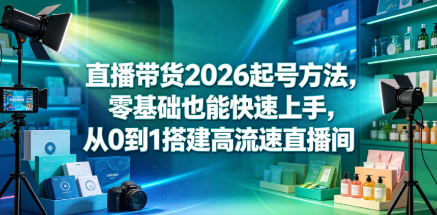 直播带货2026起号方法，零基础也能快速上手，从0到1搭建高流速直播间-第一资源库