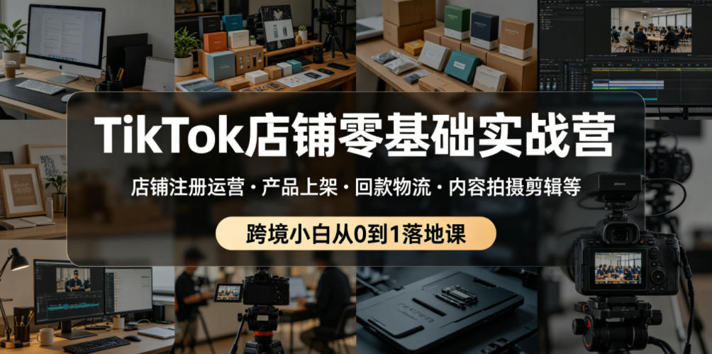 TikTok店铺零基础实战营，店铺注册运营・产品上架・回款物流・内容拍摄剪辑等 ，跨境小白从0到1落地课-第一资源库