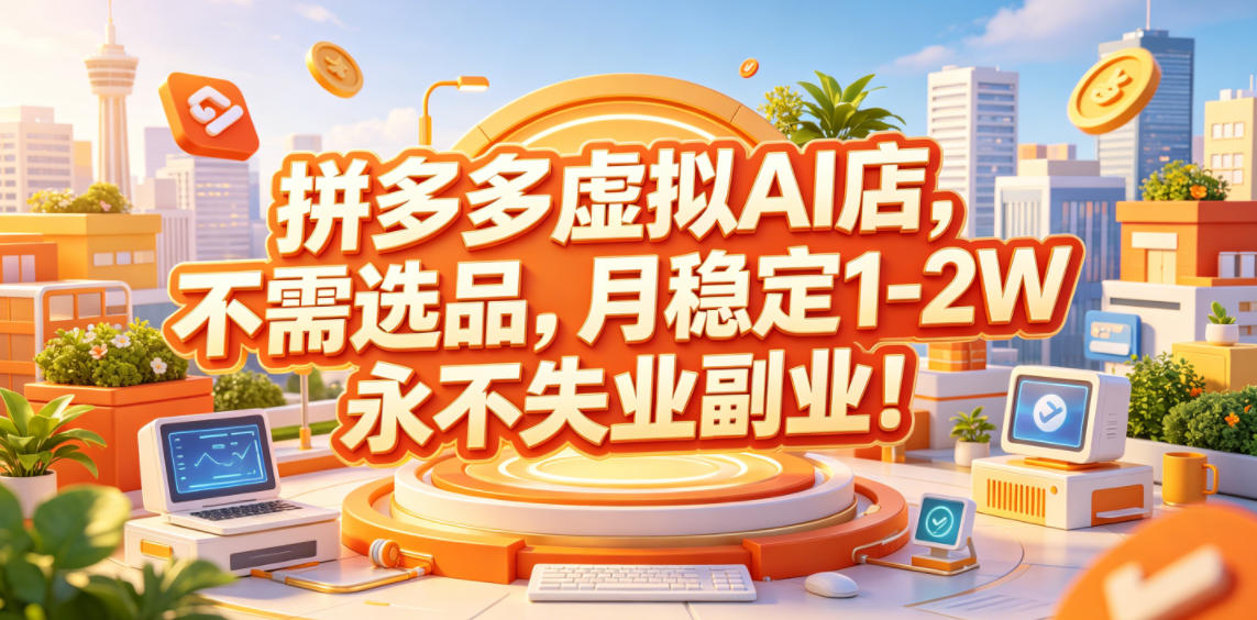 拼多多虚拟AI店，不需选品，月稳定1-2W，永不失业副业！【揭秘】-第一资源库