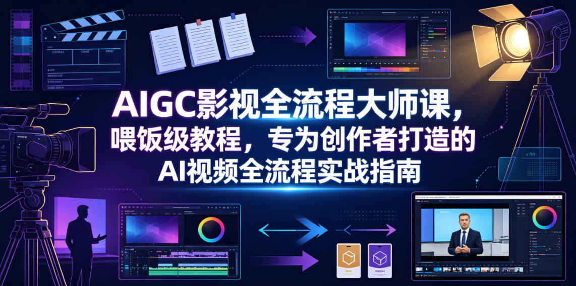 AIGC影视全流程大师课，喂饭级教程，专为创作者打造的AI视频全流程实战指南-第一资源库