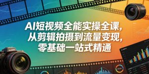 AI短视频全能实操全课，从剪辑拍摄到流量变现，零基础一站式精通-第一资源库