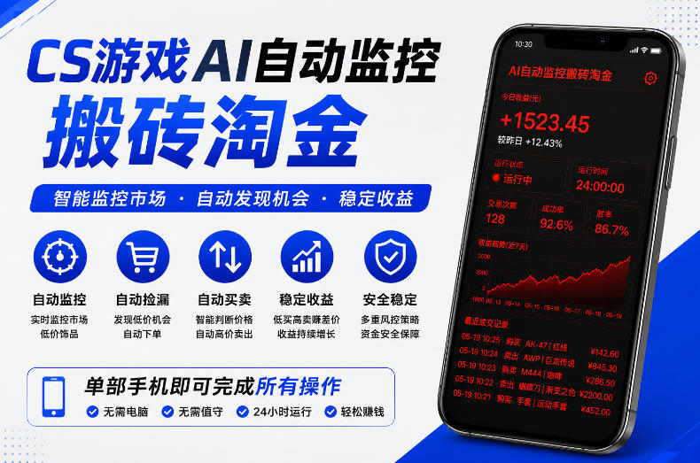CS游戏AI自动监控搬砖淘金，稳定运行多年，支持任何形式验证，日入300+【揭秘】-第一资源库