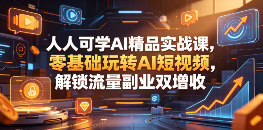 人人可学AI精品实战课，零基础玩转AI短视频，解锁流量副业双增收-第一资源库