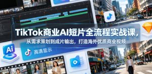 TikTok商业AI短片全流程实战课，从需求策划到成片输出，打造海外优质商业视频-第一资源库