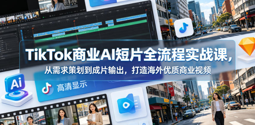 TikTok商业AI短片全流程实战课，从需求策划到成片输出，打造海外优质商业视频-第一资源库