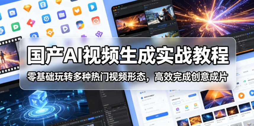 国产AI视频生成实战教程，零基础玩转多种热门视频形态，高效完成创意成片-第一资源库
