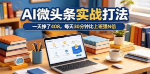 一天挣了408，AI微头条实战打法，每天30分钟比上班强N倍-第一资源库