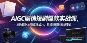 AIGC剧情短剧爆款实战课，从选题剧本到高清成片，解锁短剧副业新赛道-第一资源库