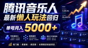 2026腾讯音乐人懒人项目，全自动无脑挂G，单号月入5000+，可批量放大矩阵，适合工作室落地【揭秘】-第一资源库