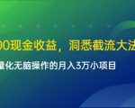 单日500现金收益,洞悉截流大法,一个批量化无脑操作的月入3万小项目-第一资源库