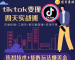 tiktok变现四天实战班,连怼技术+矩阵玩法赚美金!价值998元-第一资源库