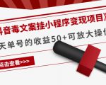 《抖音毒文案挂小程序变现项目》单天单号的收益50+可放大操作-第一资源库
