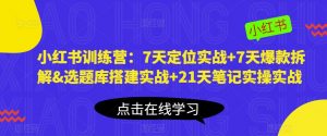 小红书训练营:7天定位实战+7天爆款拆解&选题库搭建实战+21天笔记实操实战-第一资源库