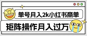外面收费1980的小红书商单保姆级教程,单号月入2k,矩阵操作轻松月入过万-第一资源库