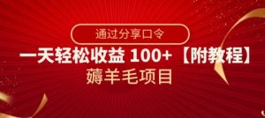 薅羊毛项目,靠分享口令,一天轻松收益100+【附教程】【揭秘】-第一资源库