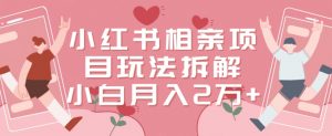 小红书相亲项目玩法拆解,有人通过这个副业项目做到了月收入2万多【揭秘】-第一资源库