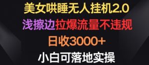 美女哄睡无人挂机2.0.浅擦边拉爆流量不违规,日收3000+,小白可落地实操【揭秘】-第一资源库