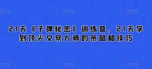 21天《子弹秘密》训练营，21天学到顶尖文案大师的策略和技巧-第一资源库