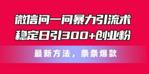 微信问一问暴力引流术，稳定日引300+创业粉，最新方法，条条爆款【揭秘】-第一资源库