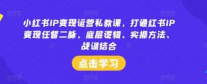 小红书IP变现运营私教课，打通红书IP变现任督二脉，底层逻辑、实操方法、战训结合-第一资源库