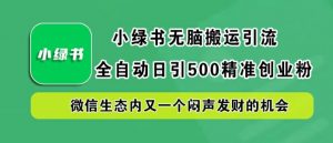 小绿书无脑搬运引流,全自动日引500精准创业粉,微信生态内又一个闷声发财的机会【揭秘】-第一资源库